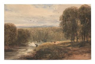 David Cox, Sen., O.W.S. - An angler on the River Dee