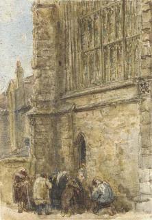 David Cox, Sen., O.W.S. - Figures receiving alms at the church door
