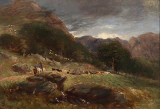 David Cox Snr. O.W.S. - Cattle droving in the mountains