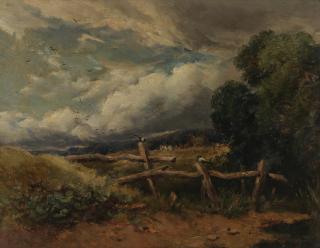 David Cox Snr. O.W.S. - Haymaking landscape with approaching storm