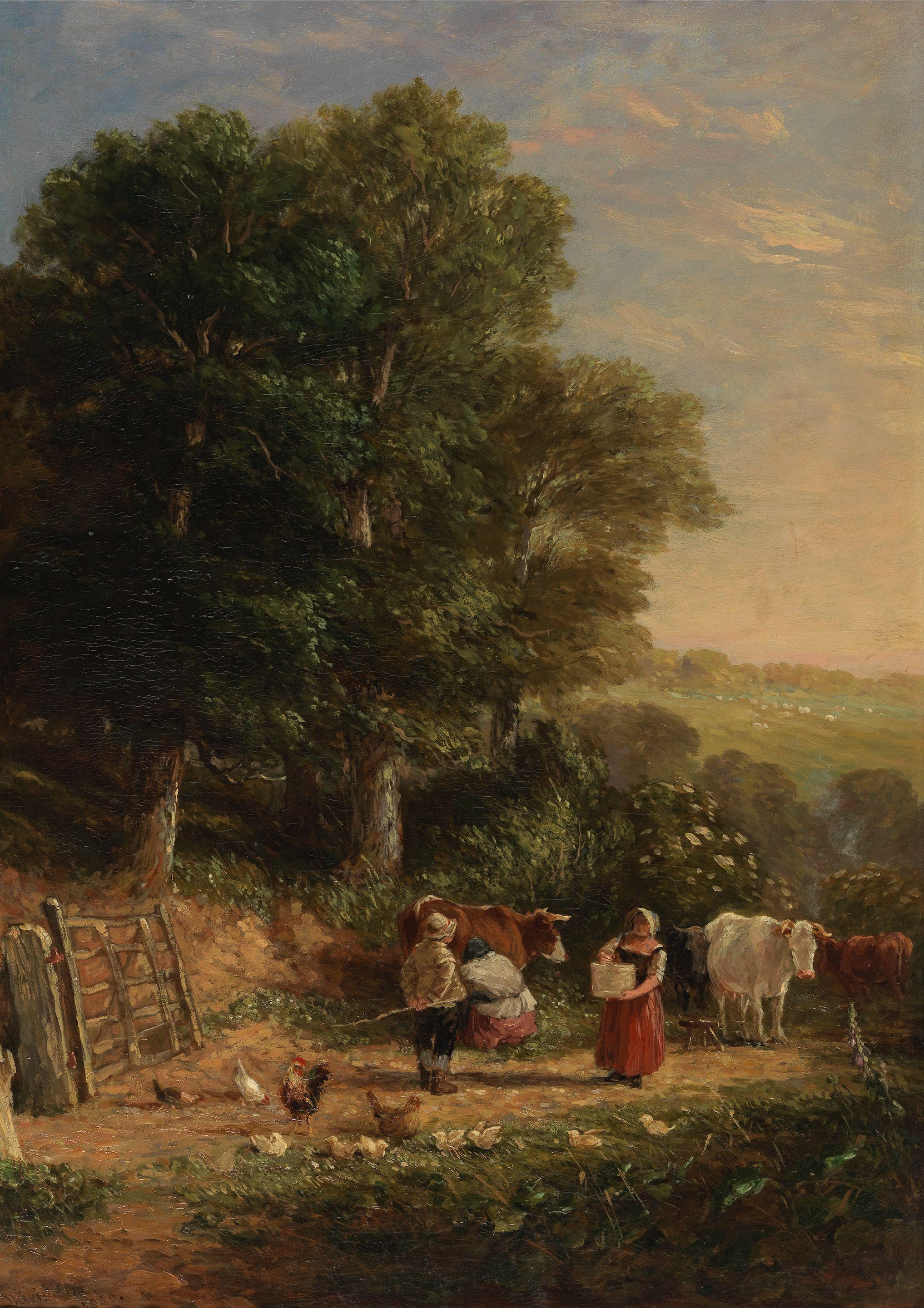 David Cox Snr. O.W.S. - Milking time
