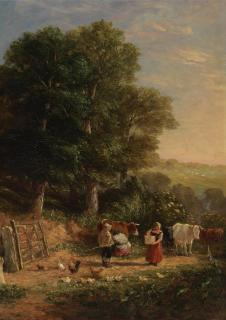 David Cox Snr. O.W.S. - Milking time