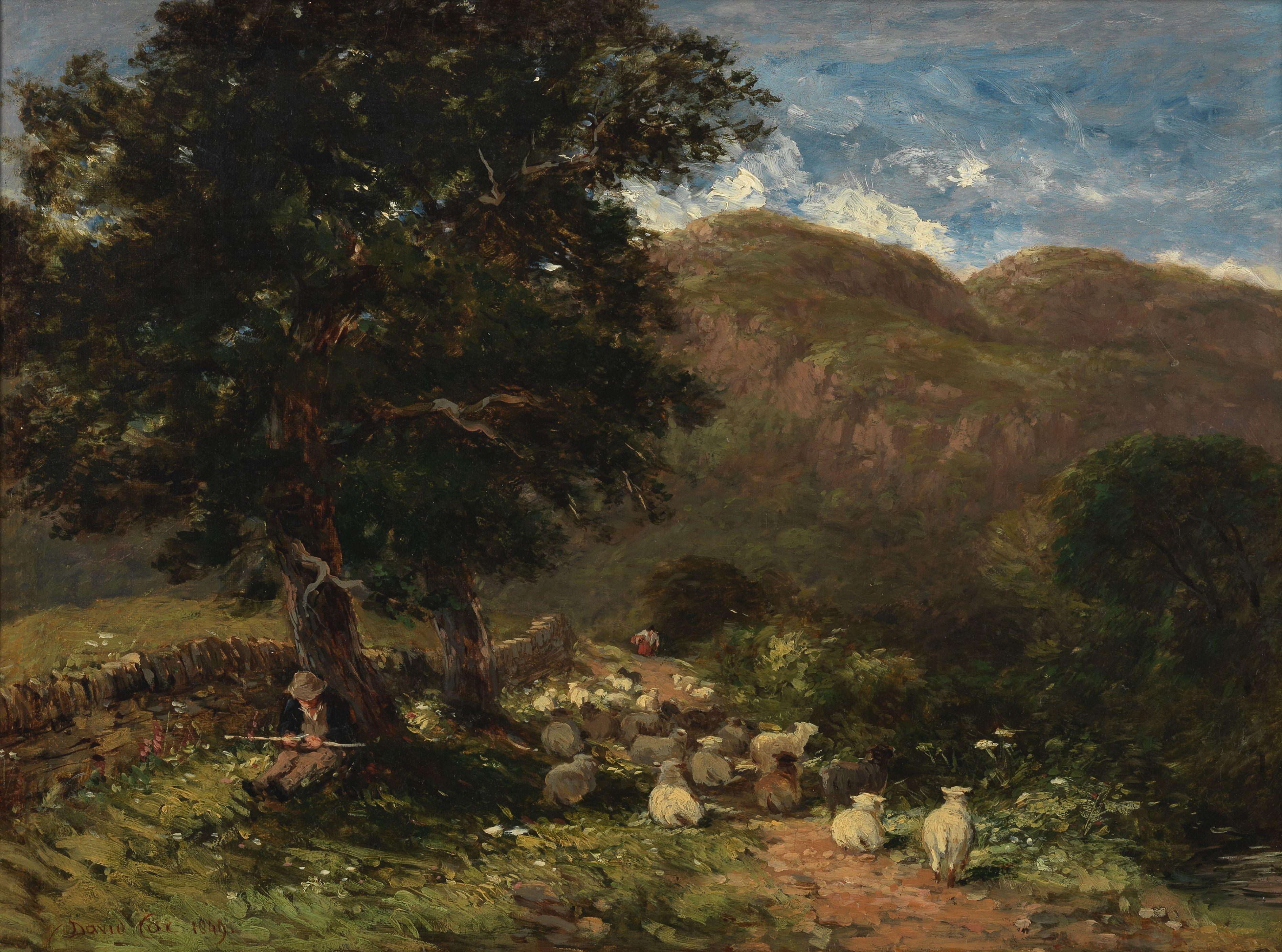 David Cox Snr. O.W.S. - The Old Holyhead Road, sheep beneath a tree