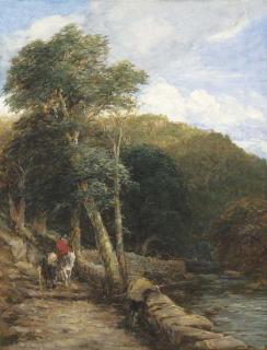 David Cox - The fisherman - View at Bettws-y-Coed