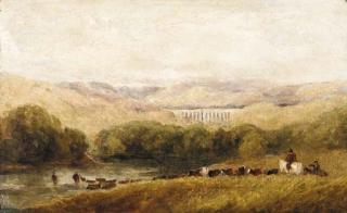 David Cox - Watering the herd, North Wales
