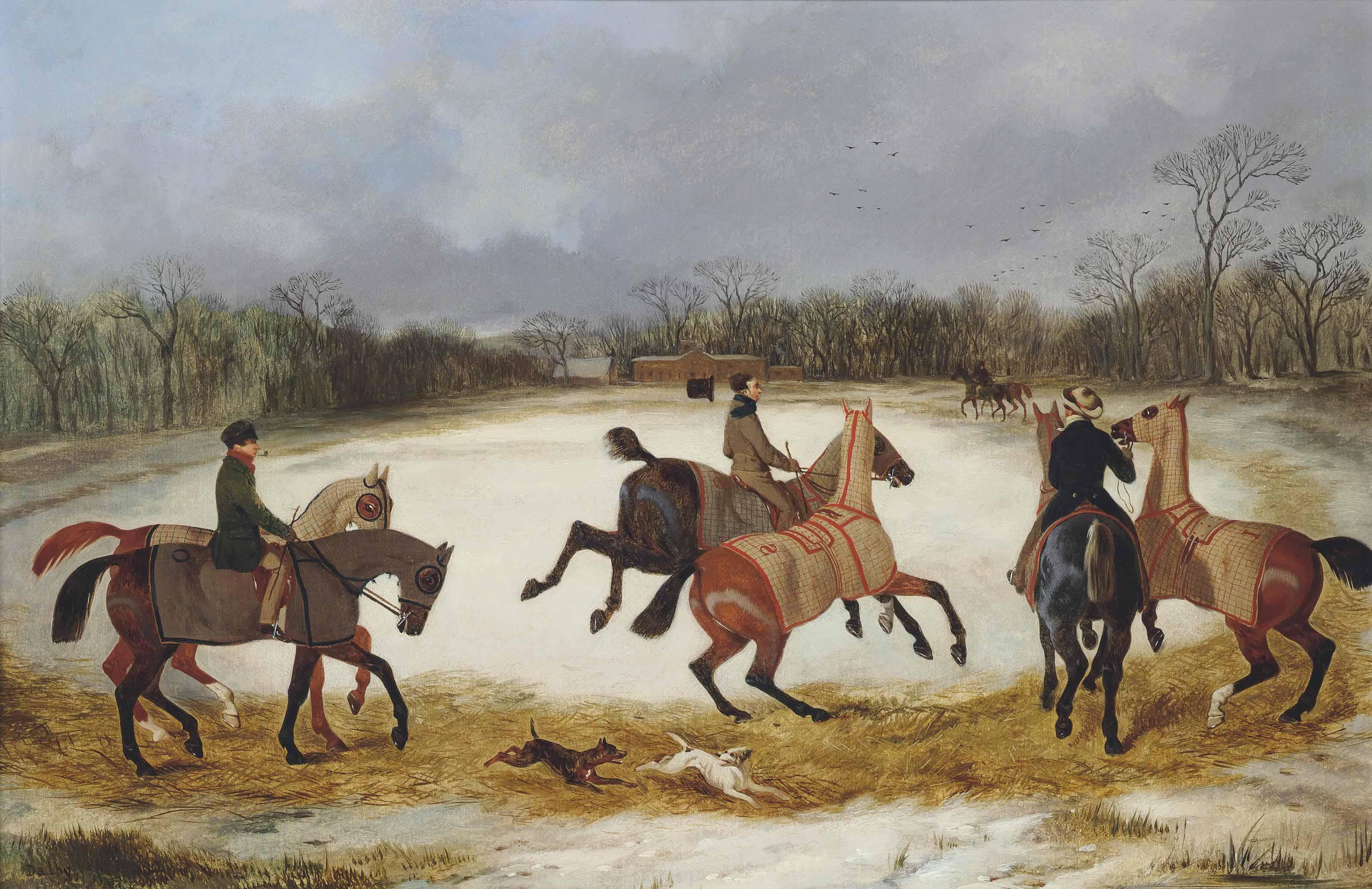 David Dalby of York - Grooms Exercising Horses In Winter