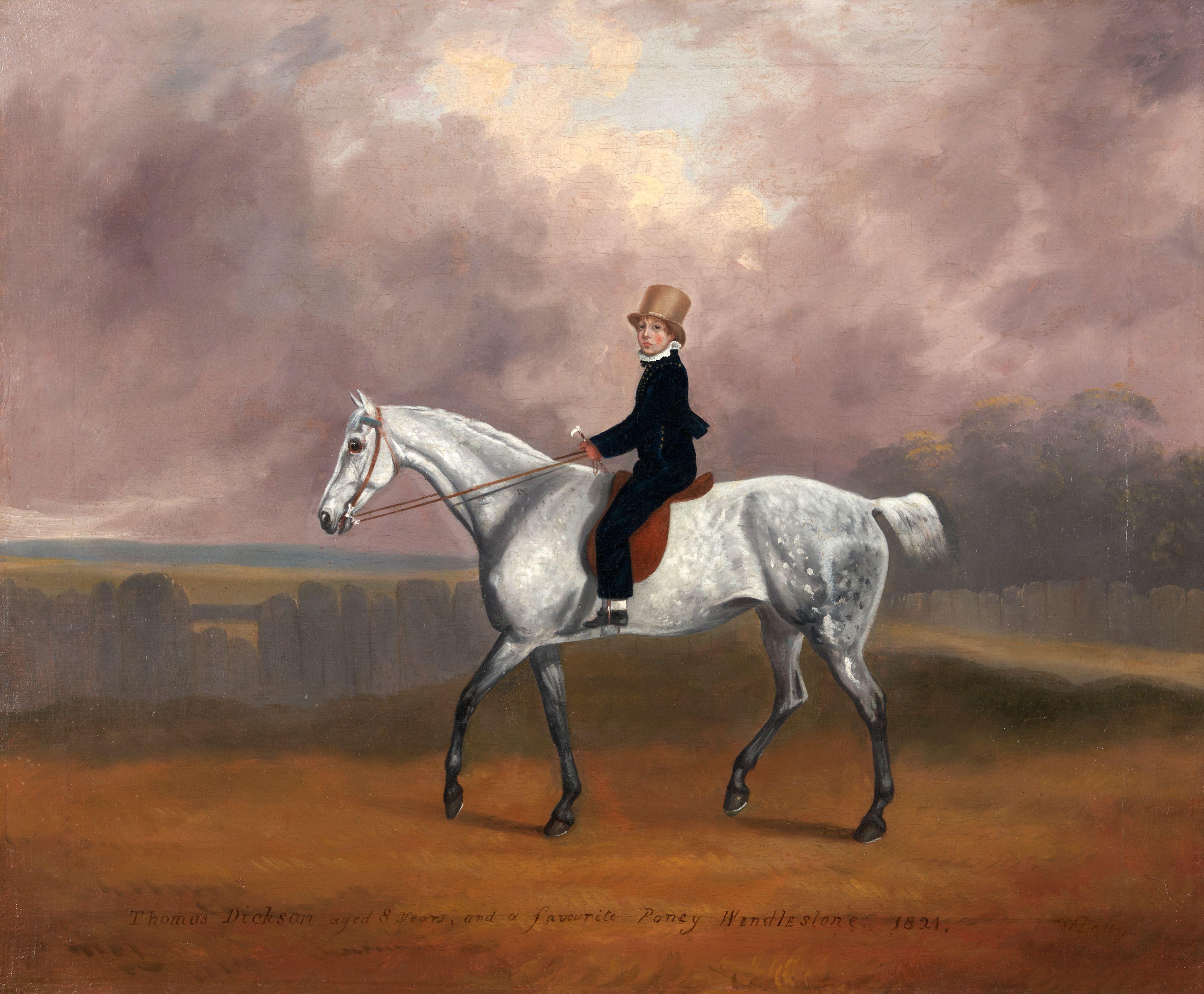 David Dalby of York - Thomas Dickson aged 8 years, and a Favourite Poney Wendlestone. framed 68.0 x 80.5 x 6 cm (26 3/4 x 31 11/16 x 2 3/8 in).