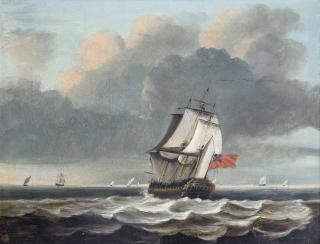 David Dalby - A frigate heeling in the breeze in the Channel