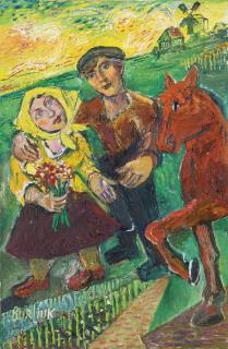 David Davidovich Burliuk - Peasants And Red Horse
