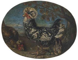 David de Coninck - Roosters And A Rabbit In A Landscape