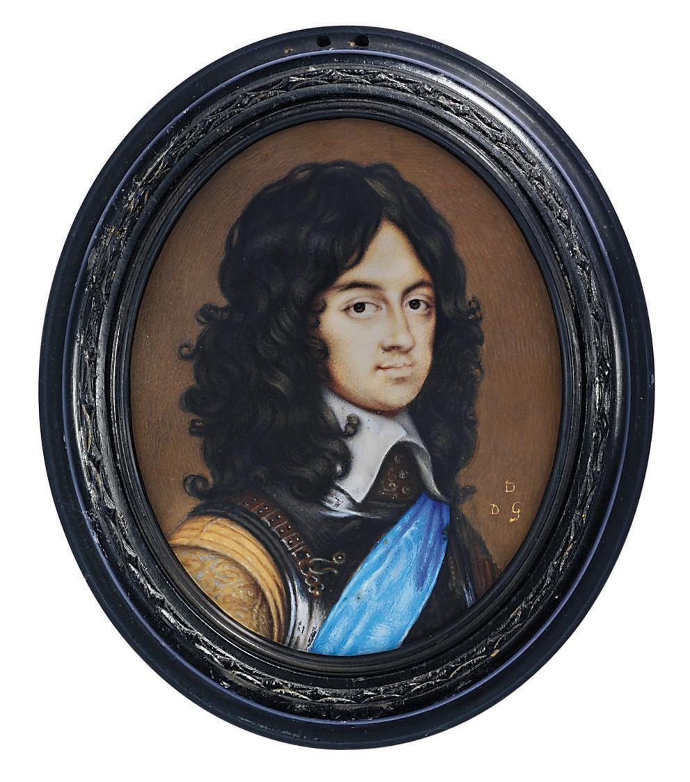 David Des Granges - Charles II (1630-1685), as Prince of Wales, in steel cuirass and gorget, buff doublet with patterned sleeves, white lawn collar, wearing the blue sash of the Order of the Garter, natural curling brown hair