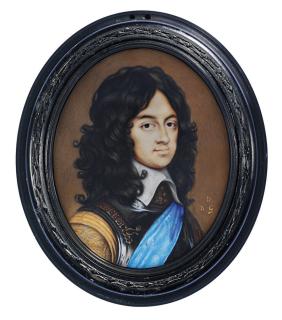 David Des Granges - Charles II (1630-1685), as Prince of Wales, in steel cuirass and gorget, buff doublet with patterned sleeves, white lawn collar, wearing the blue sash of the Order of the Garter, natural curling brown hair