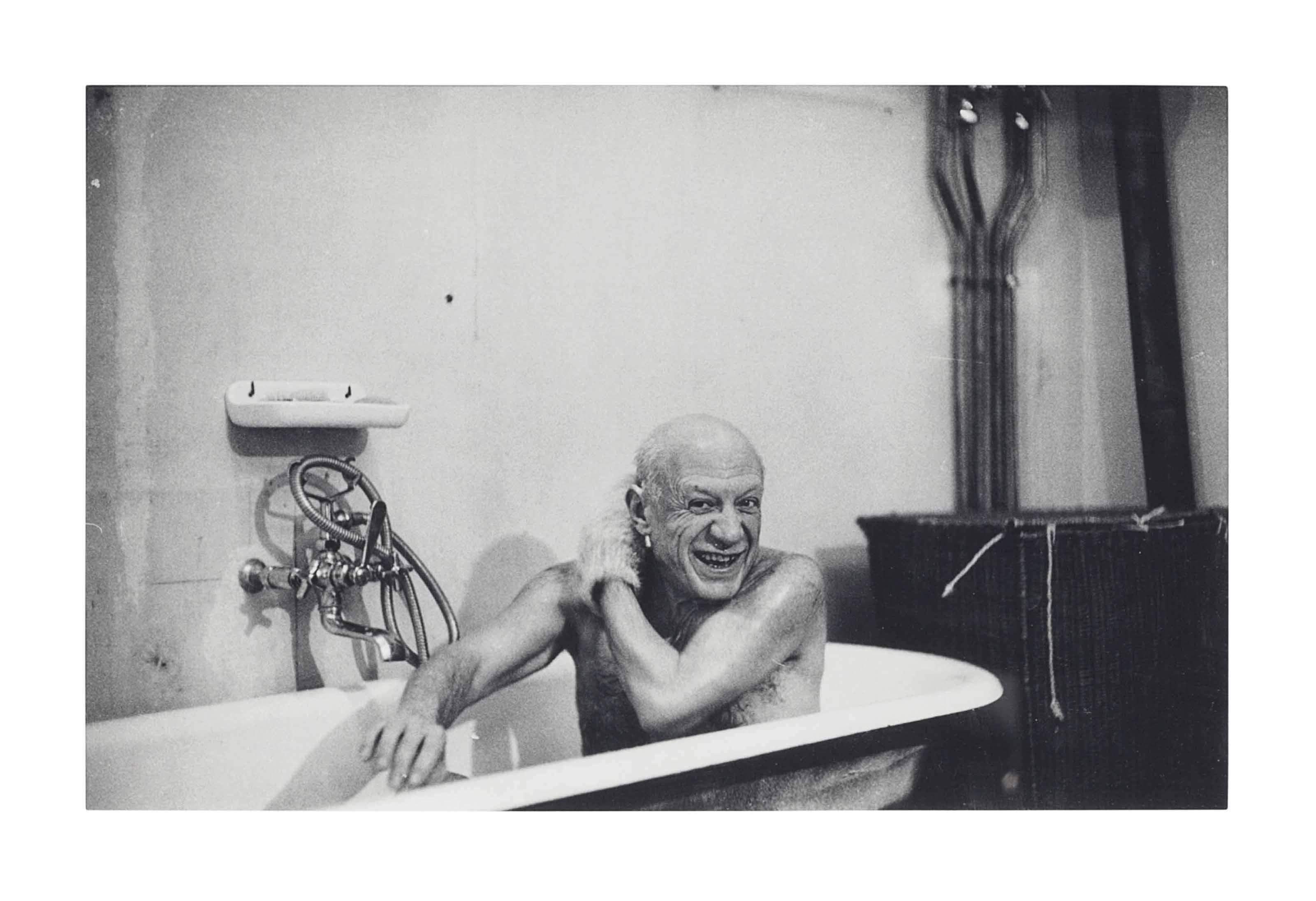 David Douglas Duncan - Picasso in bathtub, Villa La Californie, Cannes, 8 February 1956