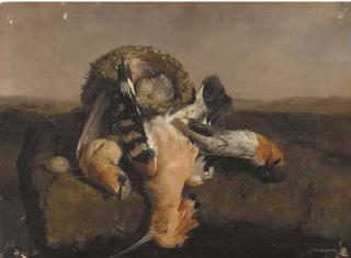 David Emil Joseph De Noter - Hoopoes and a nest