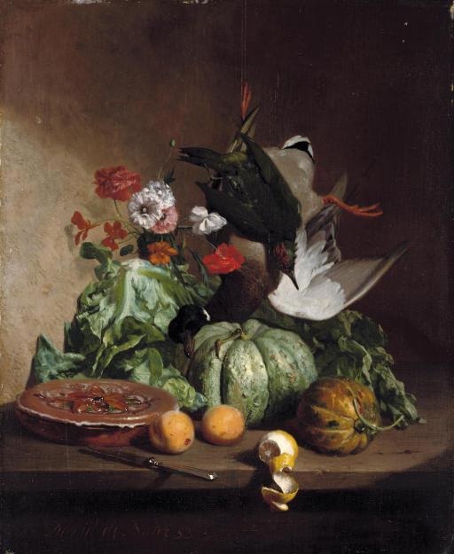 David Emile Joseph De Noter - Fruit, flowers and game