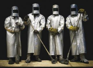 David Eustace, R.B.A. - Four Steel Workers, Brazil, 2011