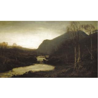 David Farquharson A.R.A., A.R.S.A., R.S.W. - A Highland River At Dusk