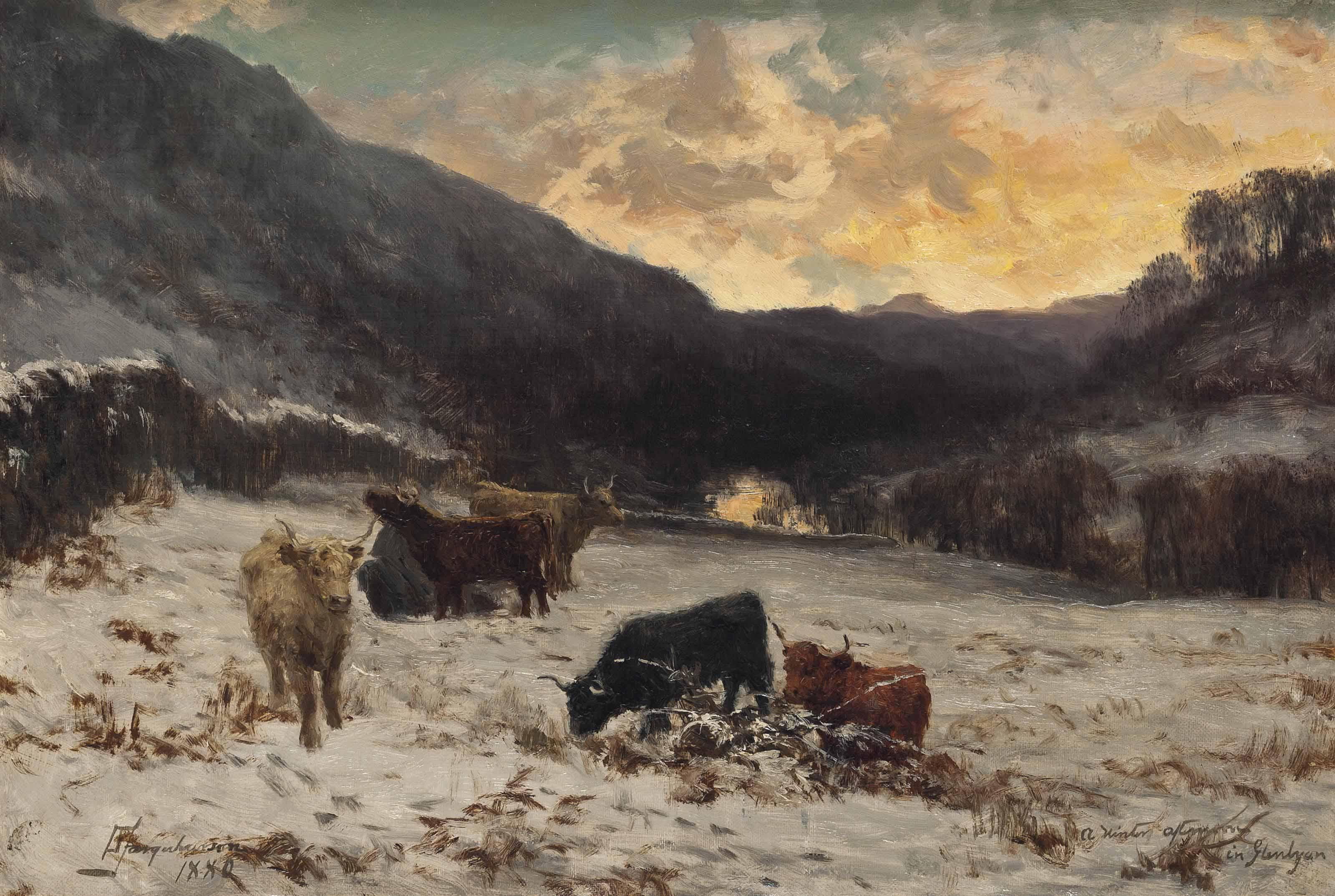 David Farquharson, A.R.A., A.R.S.A., R.S.W. - A Winter Afternoon In Glen Lyon, Scotland