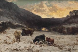 David Farquharson, A.R.A., A.R.S.A., R.S.W. - A Winter Afternoon In Glen Lyon, Scotland