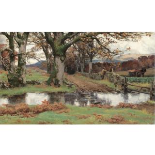 David Farquharson A.R.A., A.R.S.A., R.S.W. - Discussing The Harvest