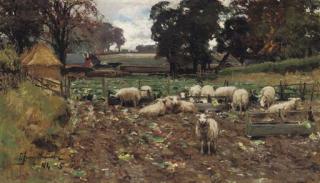 David Farquharson, A.R.A., R.S.A. - Sheep among the roots