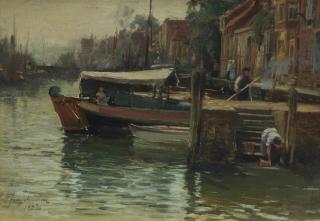 David Farquharson ARA ARSA RSW ROI - On the canal, Dordrecht
