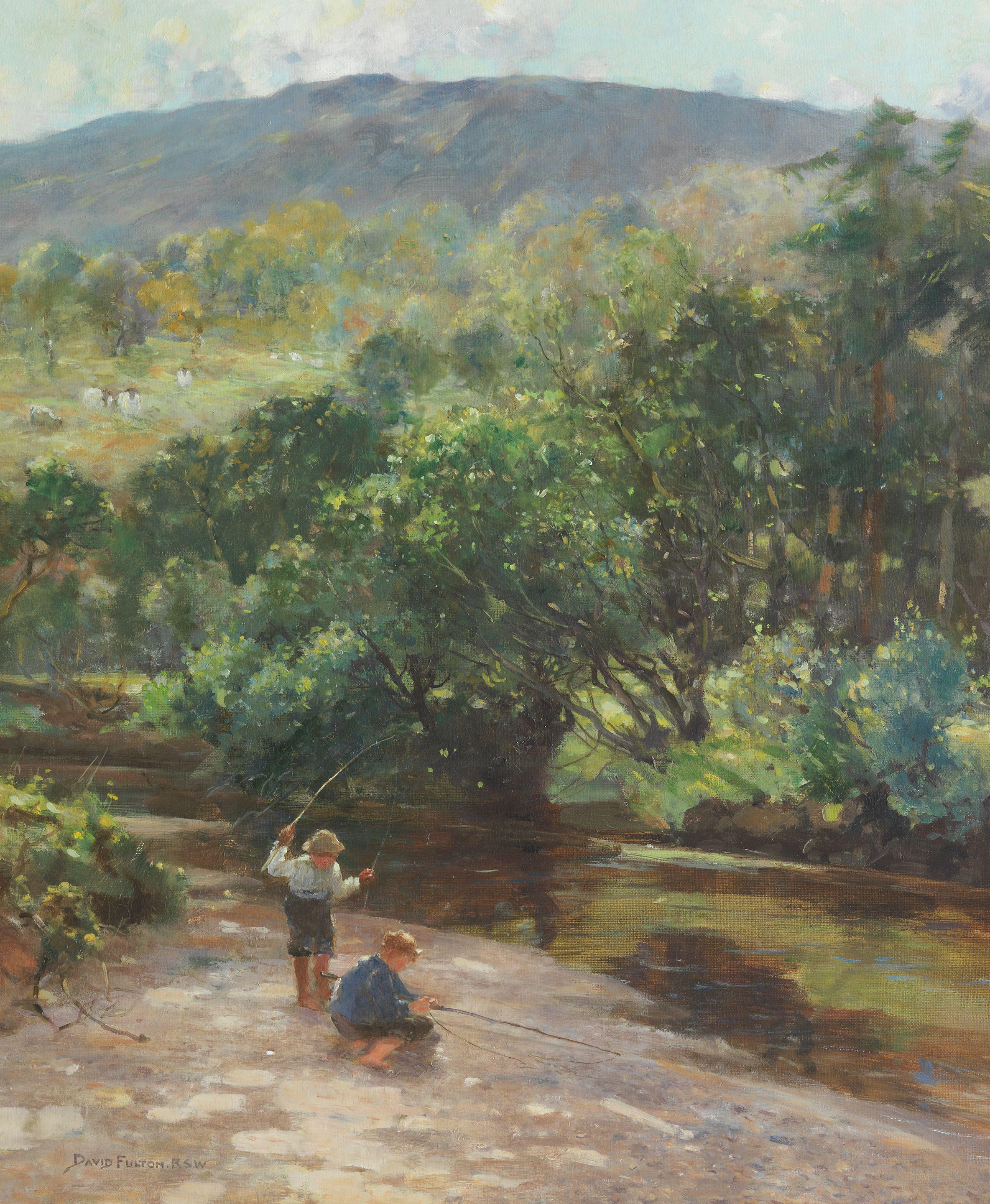 David Fulton RSW - Boys Fishing