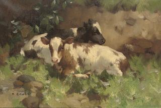 David Gauld, R.S.A. - Ayrshire Calves