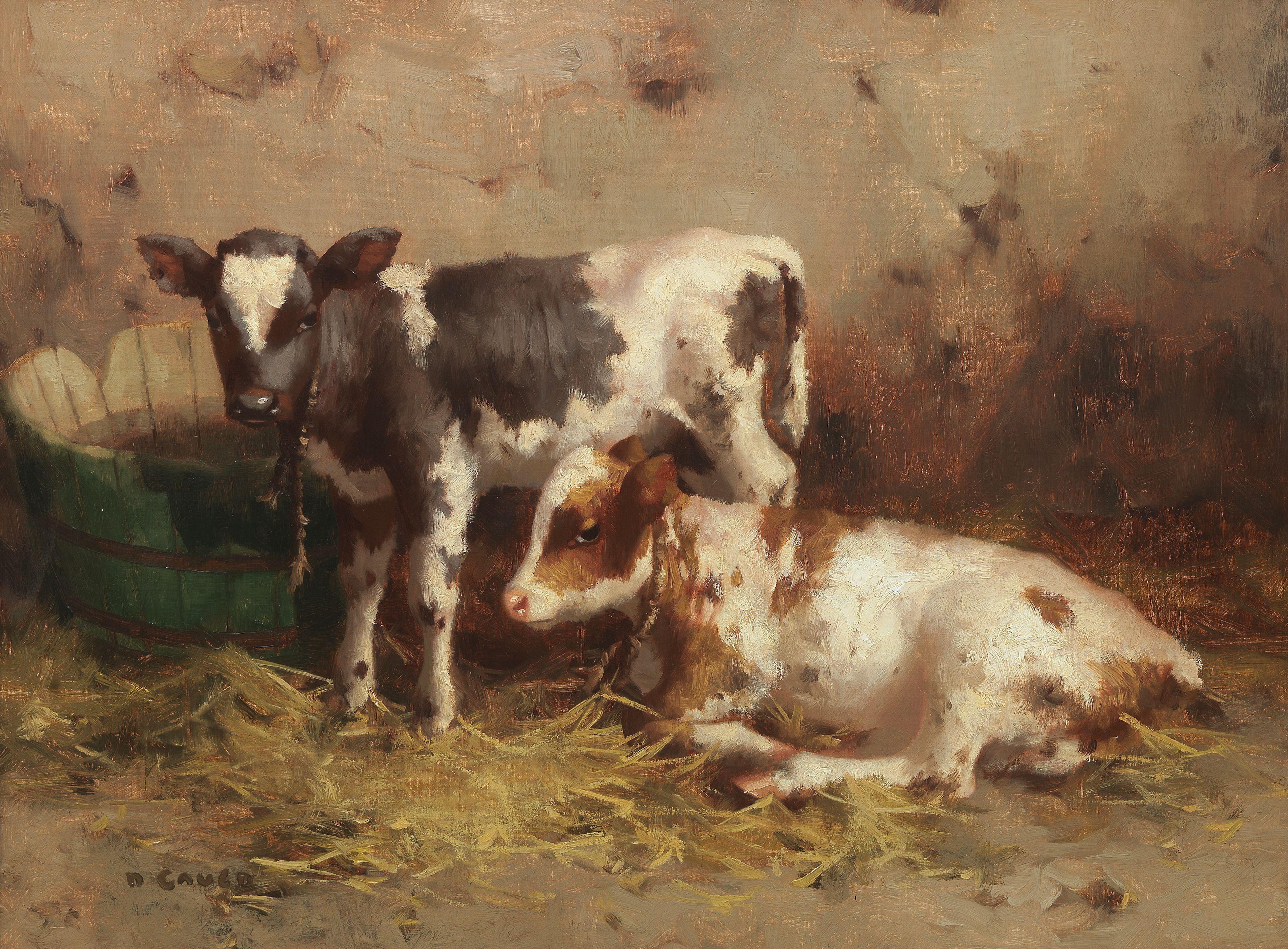 David Gauld RSA - Calves in a barn
