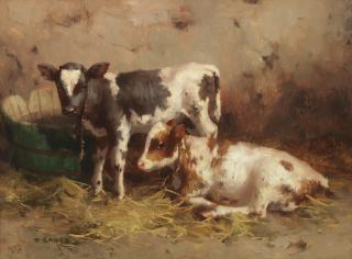 David Gauld RSA - Calves in a barn