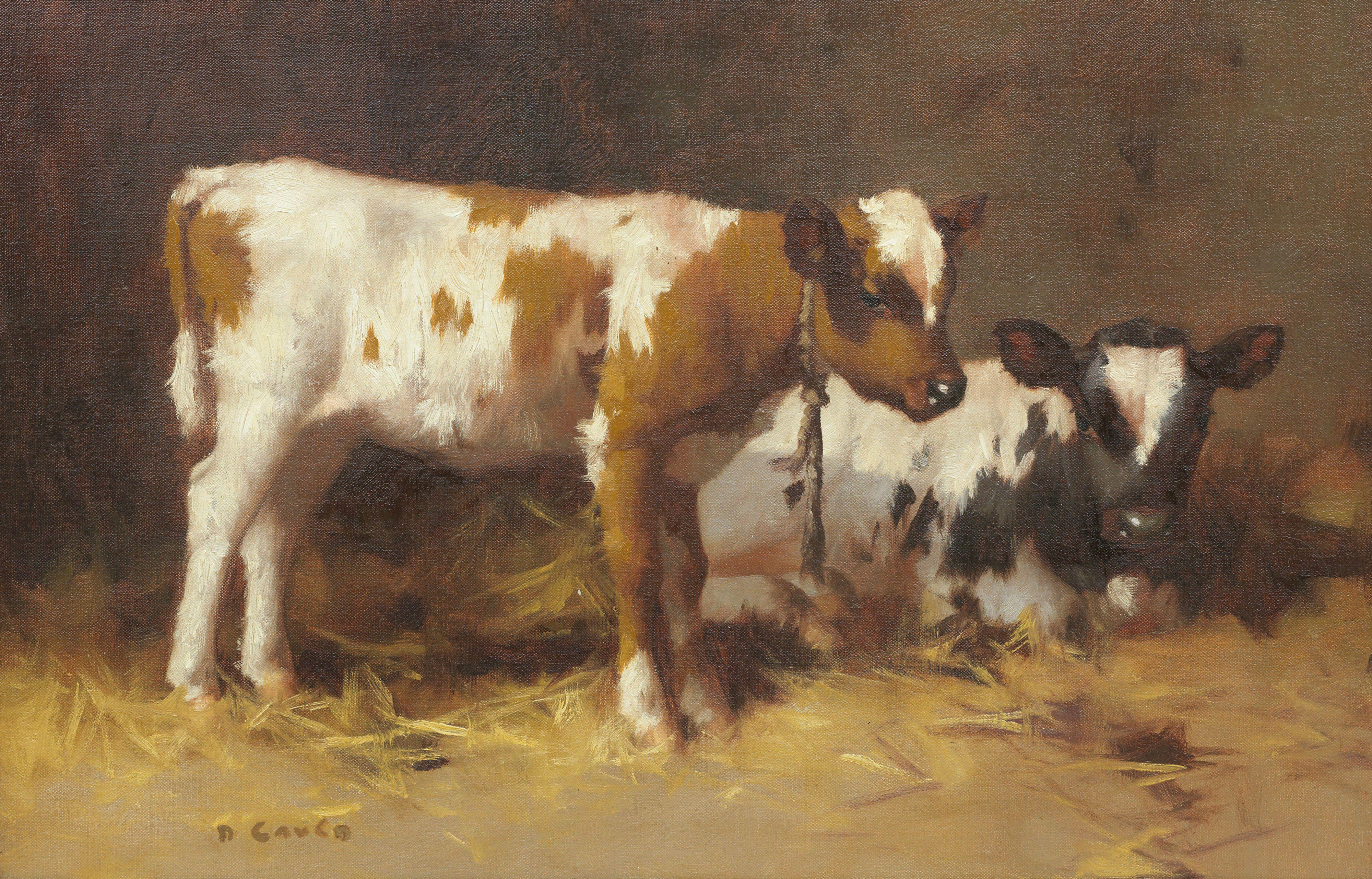 David Gauld RSA - Calves in a stable