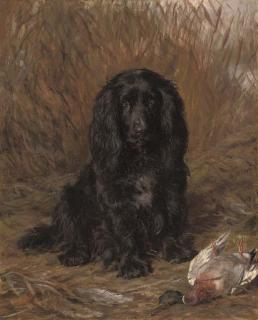 David George Steell, A.R.S.A. - A well-behaved spaniel