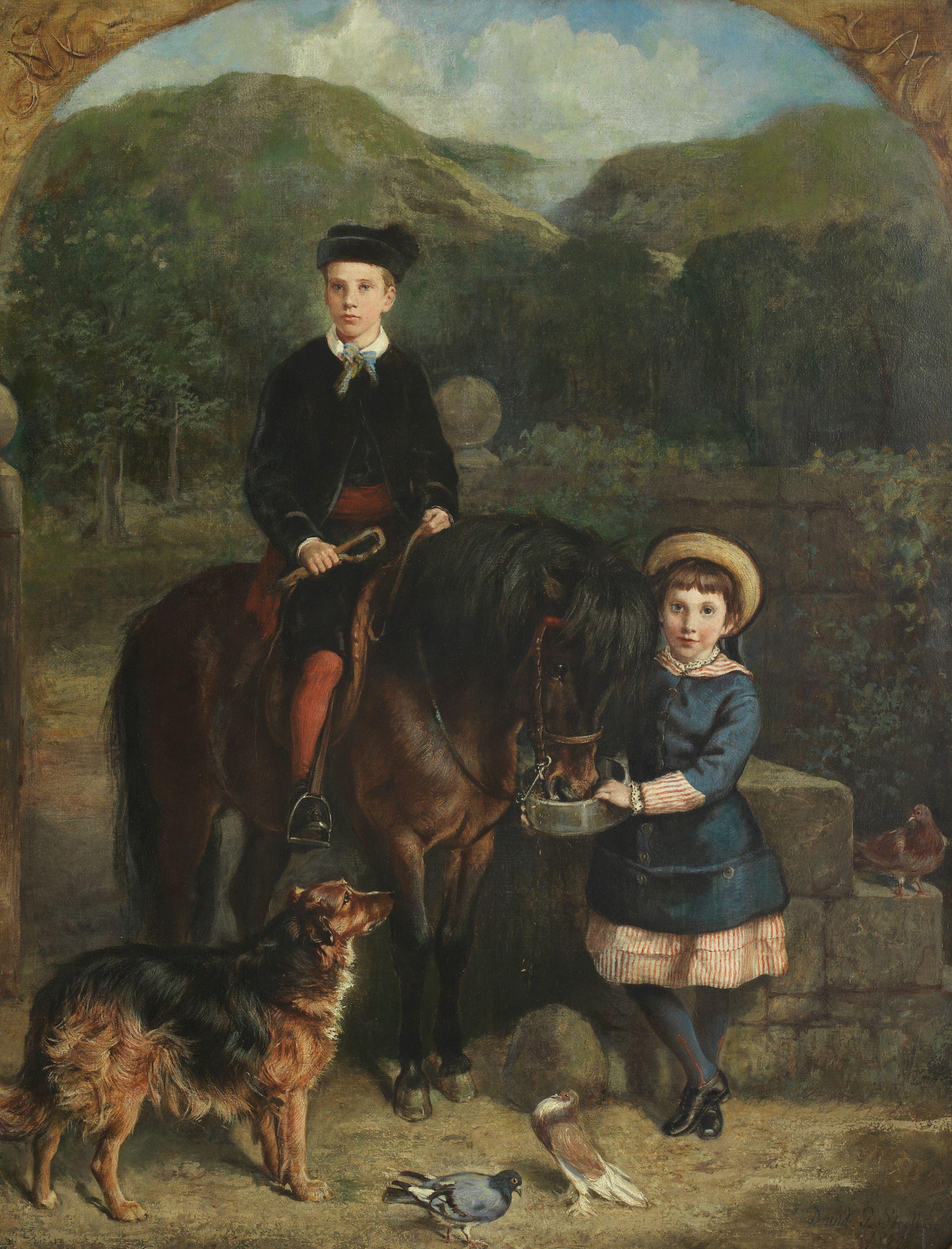 David George Steell ARSA - Master Graham Paton and his sister Ada with their pets