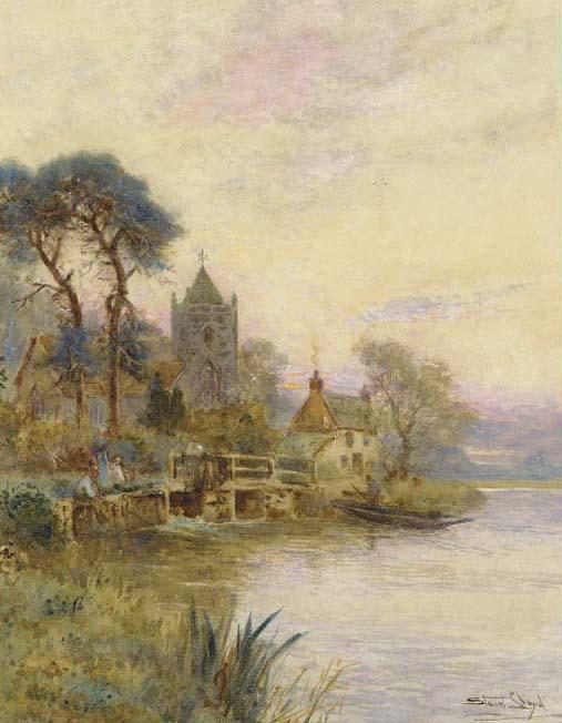 David Hall Mckewan, N.W.S. - Crossing a stream in Snowdonia (illustrated); and Betws-y-Coed