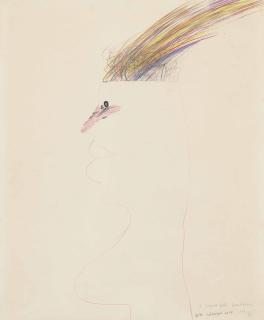 David Hockney, O.M., C.H., R.A. - A Colourful Headdress with Colourful Nose