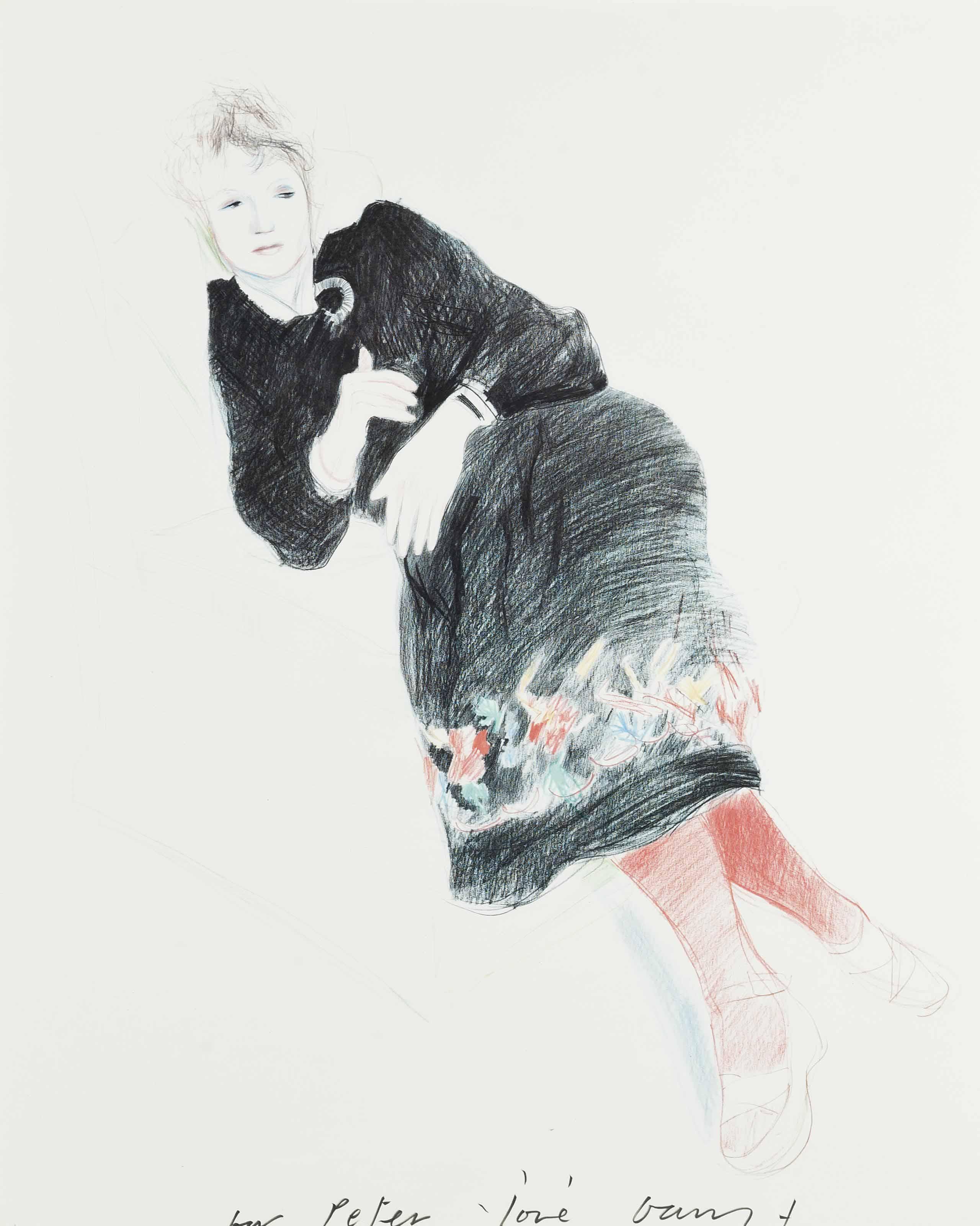 David Hockney, O.M., C.H., R.A. - Celia in a black dress with a coloured border (Hockney Posters 62)