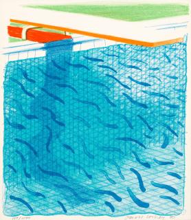David Hockney R.A. - David Hockney, Pool Made with Paper and Blue Ink for Book