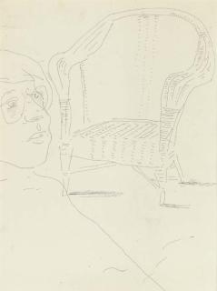 David Hockney, R.A. - Mo McDermott and wicker chair