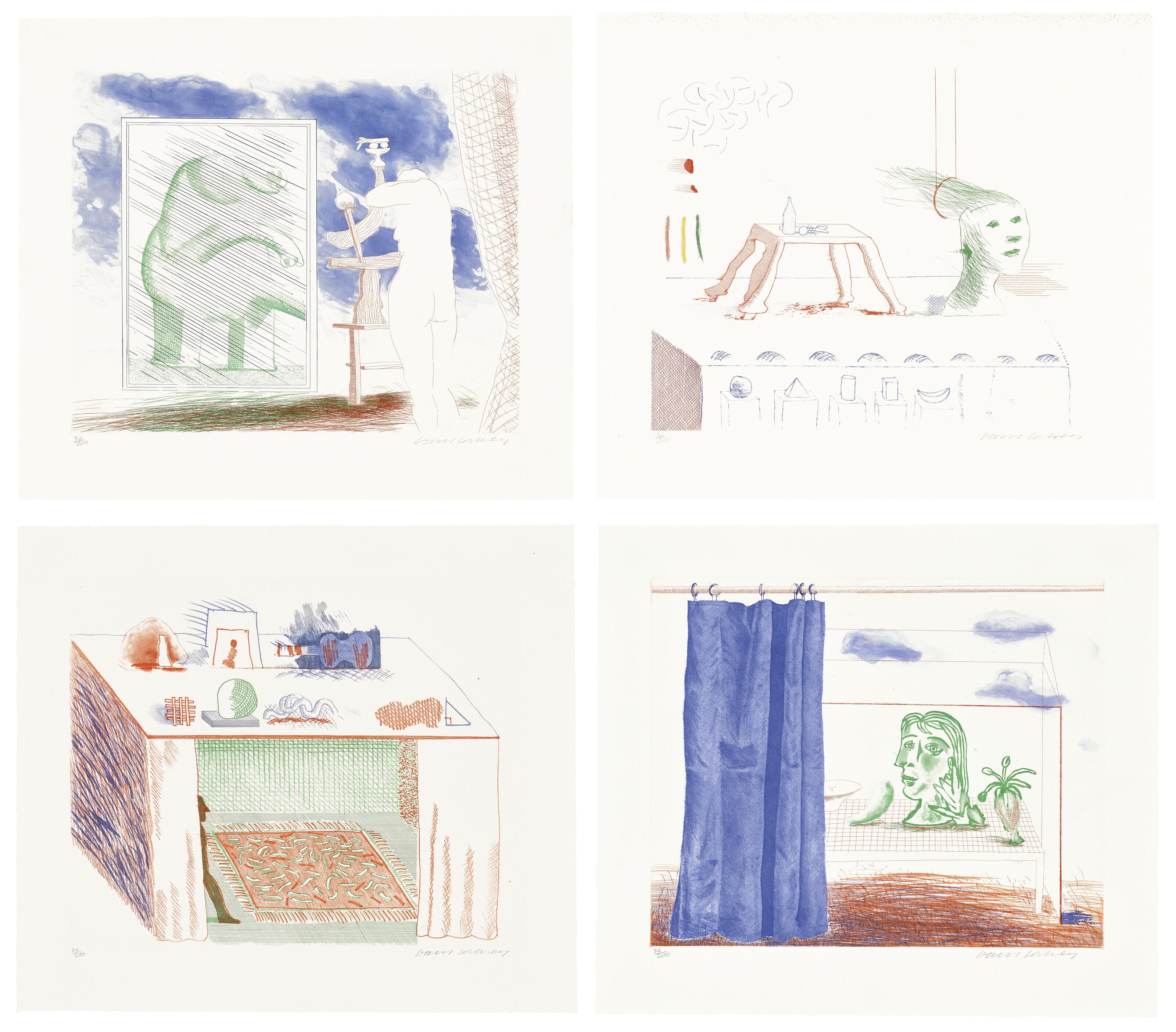 David Hockney - 15 Plates, from: The Blue Guitar