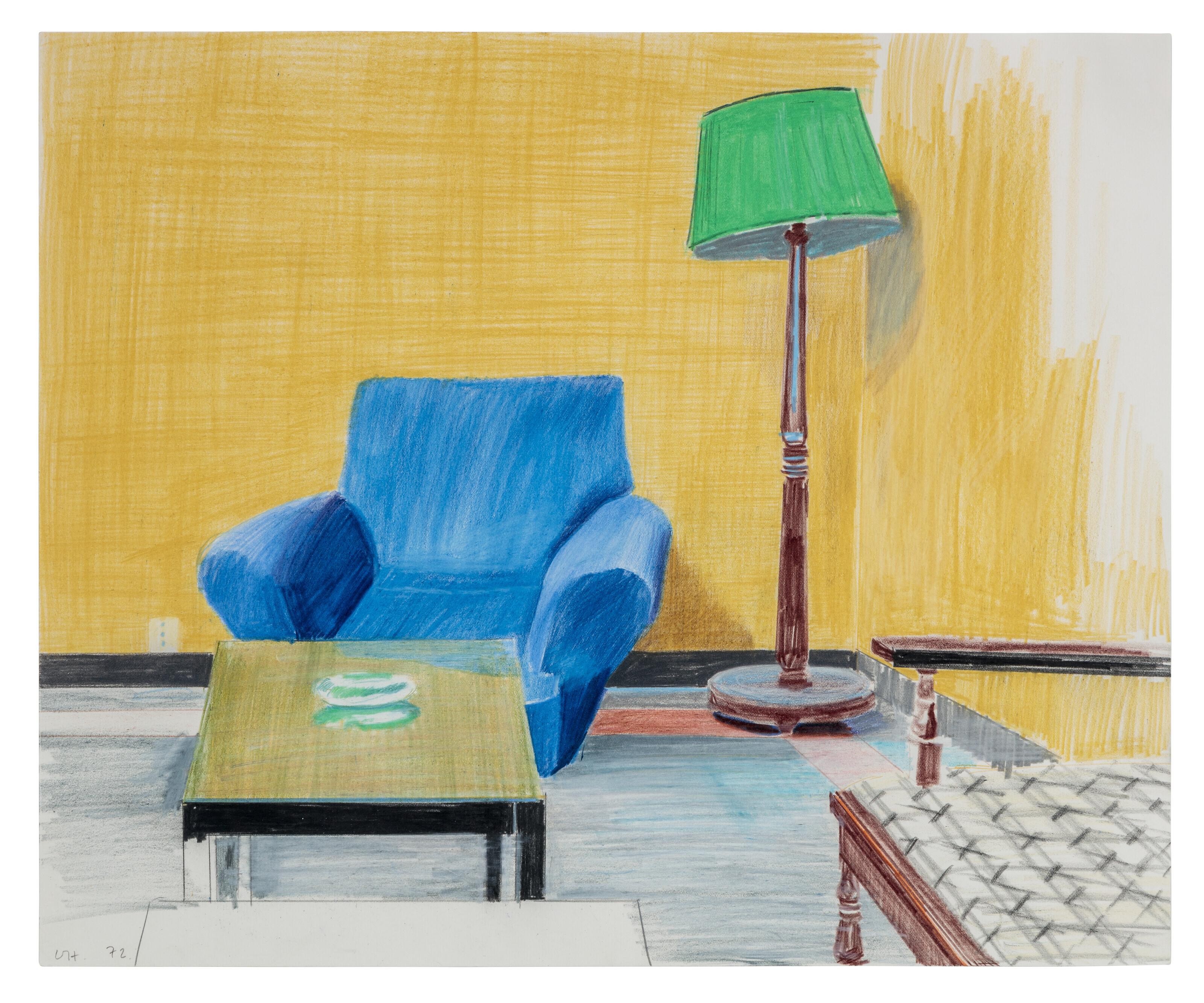 David Hockney - Armchair, Table and Lamp