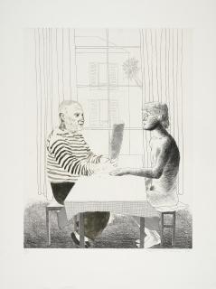 David Hockney - Artist and model.