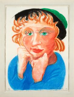 David Hockney - Celia with Green Hat