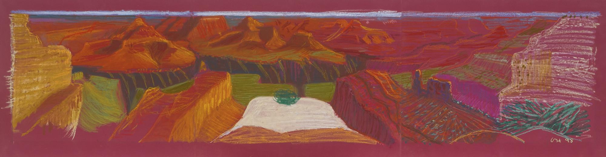 David Hockney - Composition Crayon Study For A Closer Grand Canyon