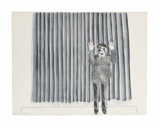 David Hockney - Figure by a curtain