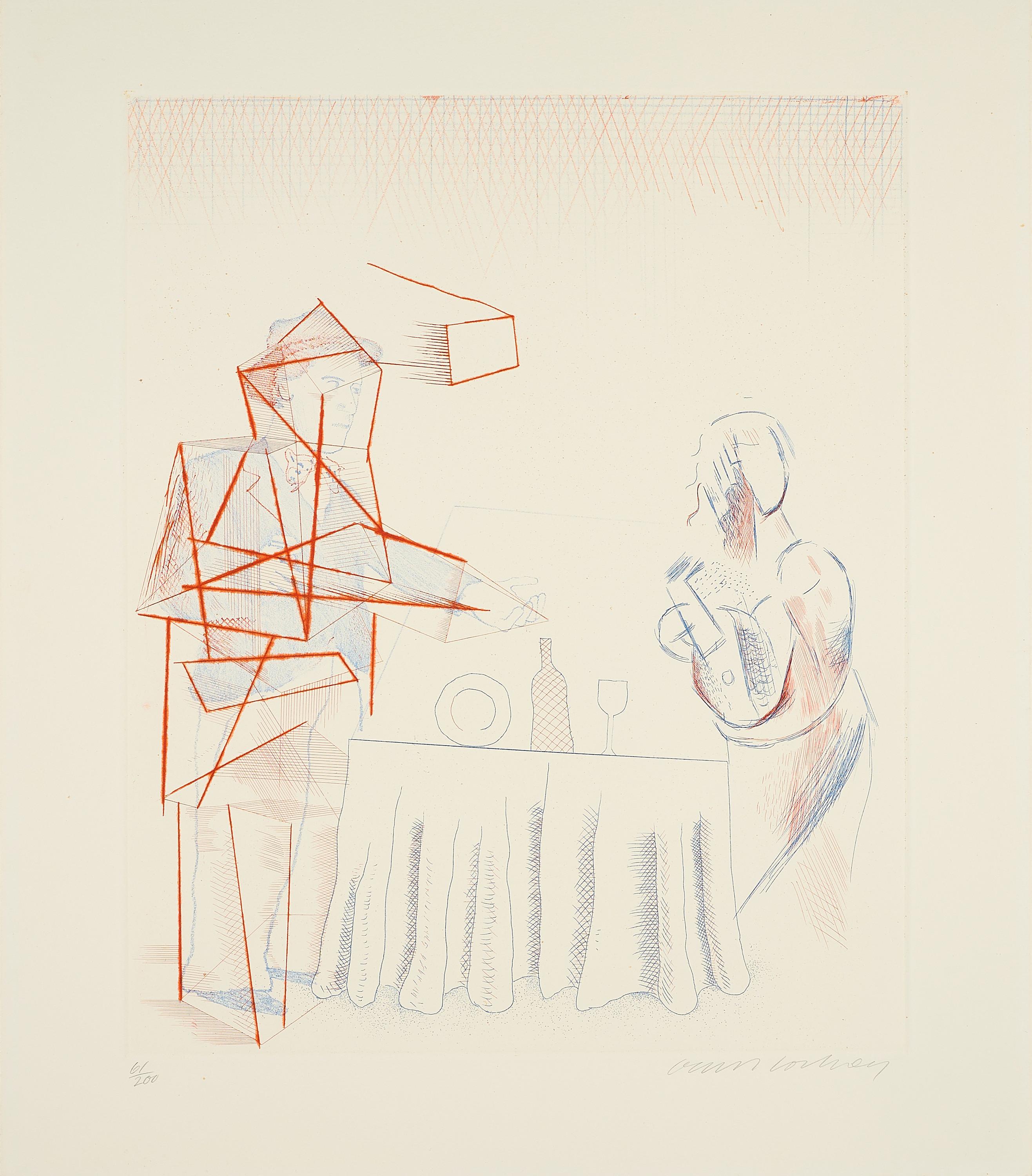 David Hockney - Figures with Still Life (Aus: The Blue Guitar).