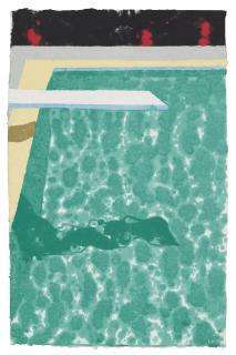 David Hockney - Green Pool with Diving Board and Shadow (Paper Pool 3)