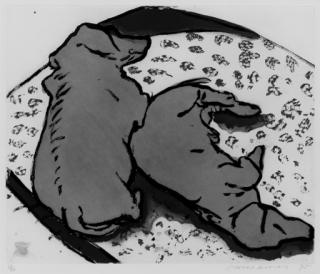 David Hockney - Horizontal Dogs