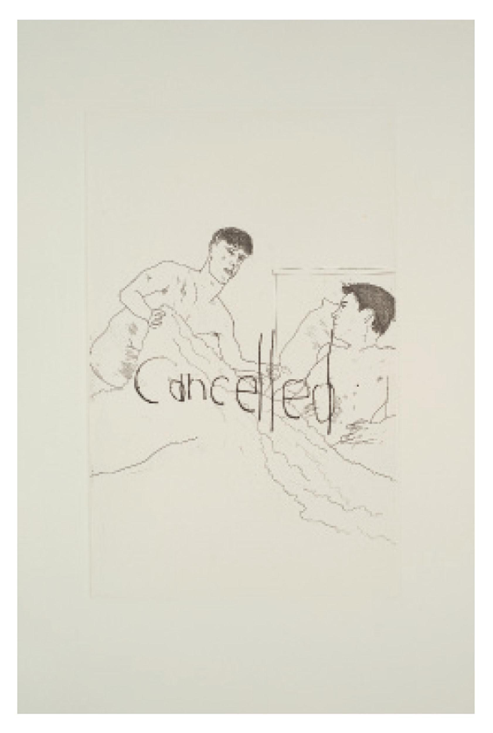 David Hockney - In an Old Book, from: Illustrations for Fourteen Poems from C.P. Cavafy (S.A.C. 52; Tokyo 52)