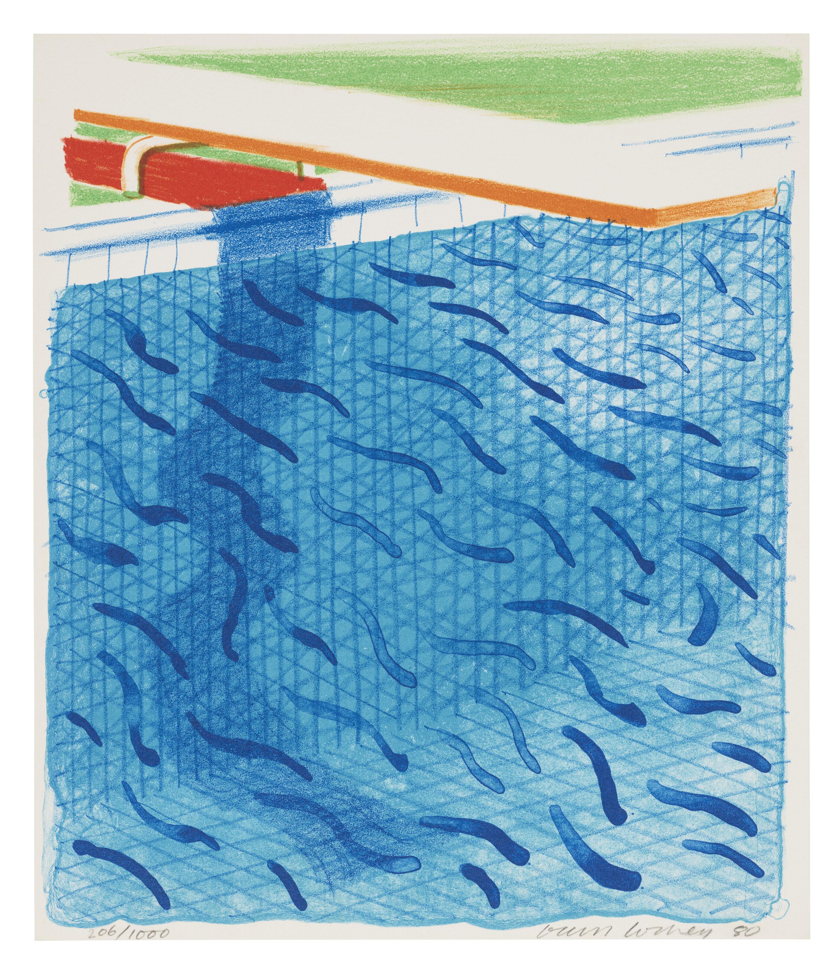 David Hockney - Pool made with paper and blue ink for book, from: Paper Pools