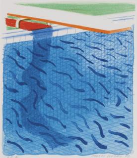 David Hockney - Pool Made With Paper And Blue Ink For Book (M.C.A.T. 234)